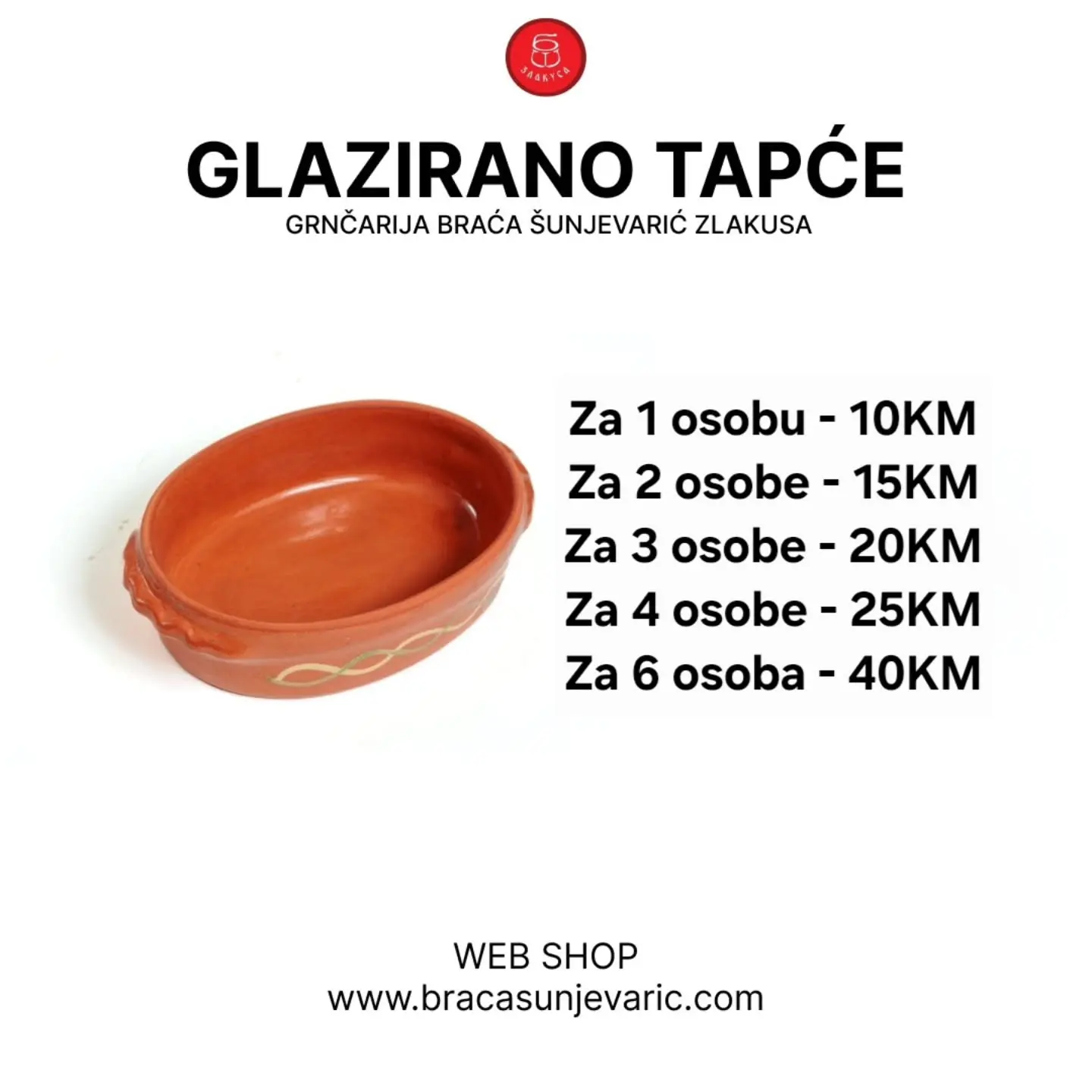 Zemljana tepsija za pečenje peciva i mesa